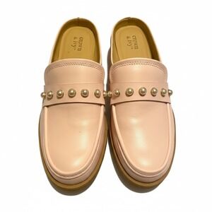 NWOB! Crown & Ivy Pink Studded Loafers Flats Old Money Pearls Slip On Preppy‎
